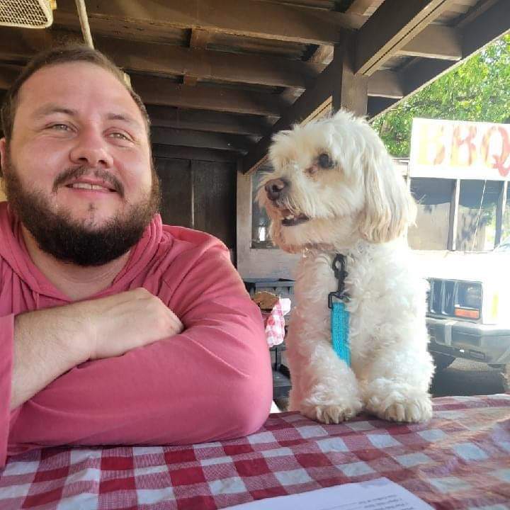 Jackson, office service animal at Organic Mechanics