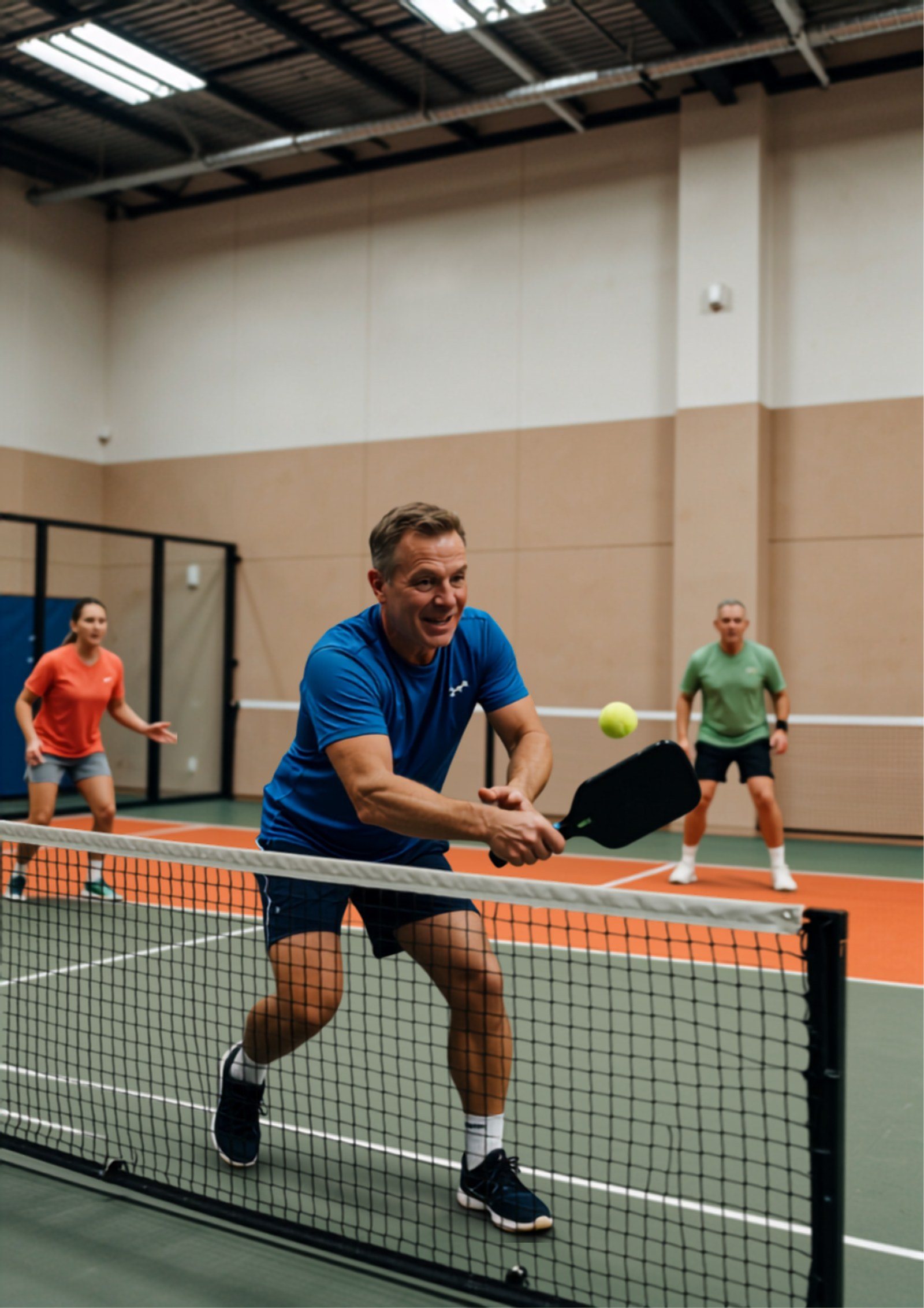 Pickleball players on an indoor court in Greenville SC